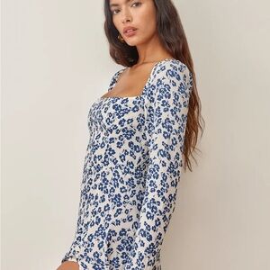 Reformation Blue Floral Sigmund Dress